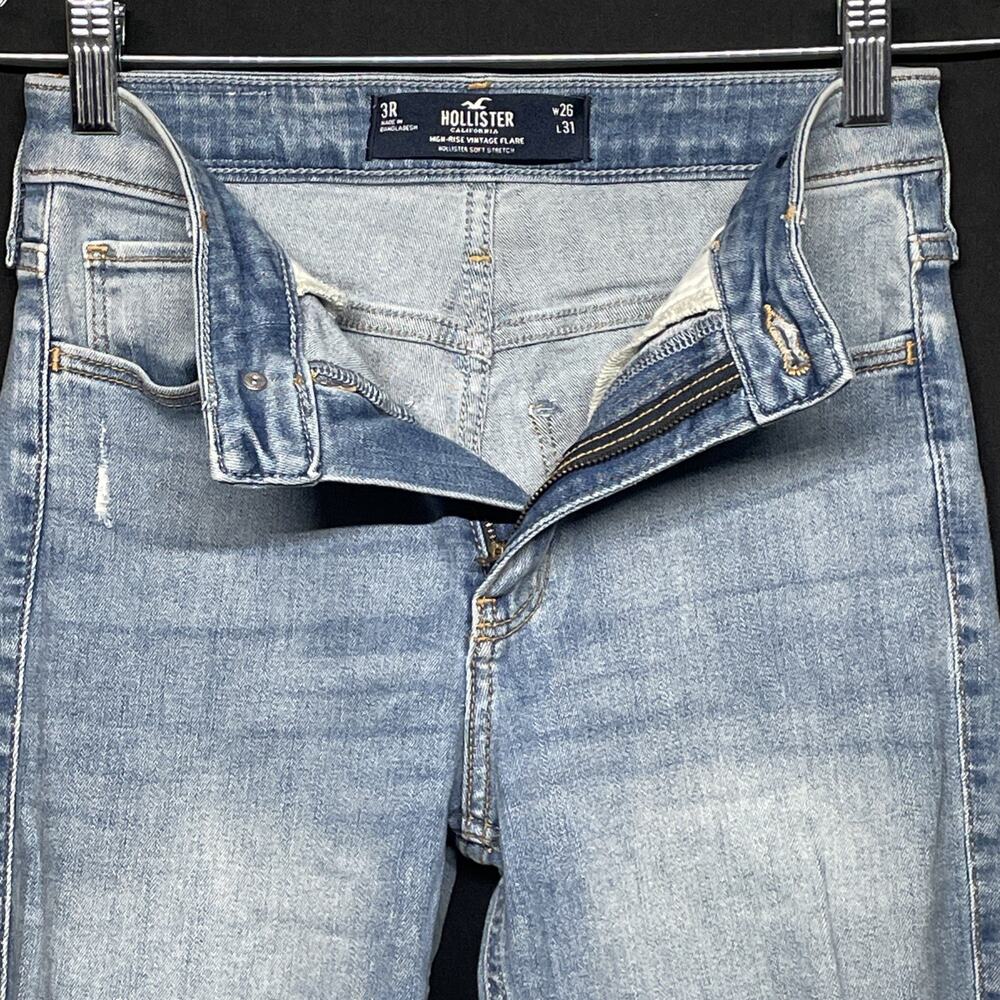 Hollister Jeans 3R Women 26 x 31 High Rise Flare Light Wash Retro Boho Festival - Picture 9 of 12